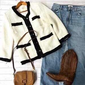 Autres Filles boucle trim blazer